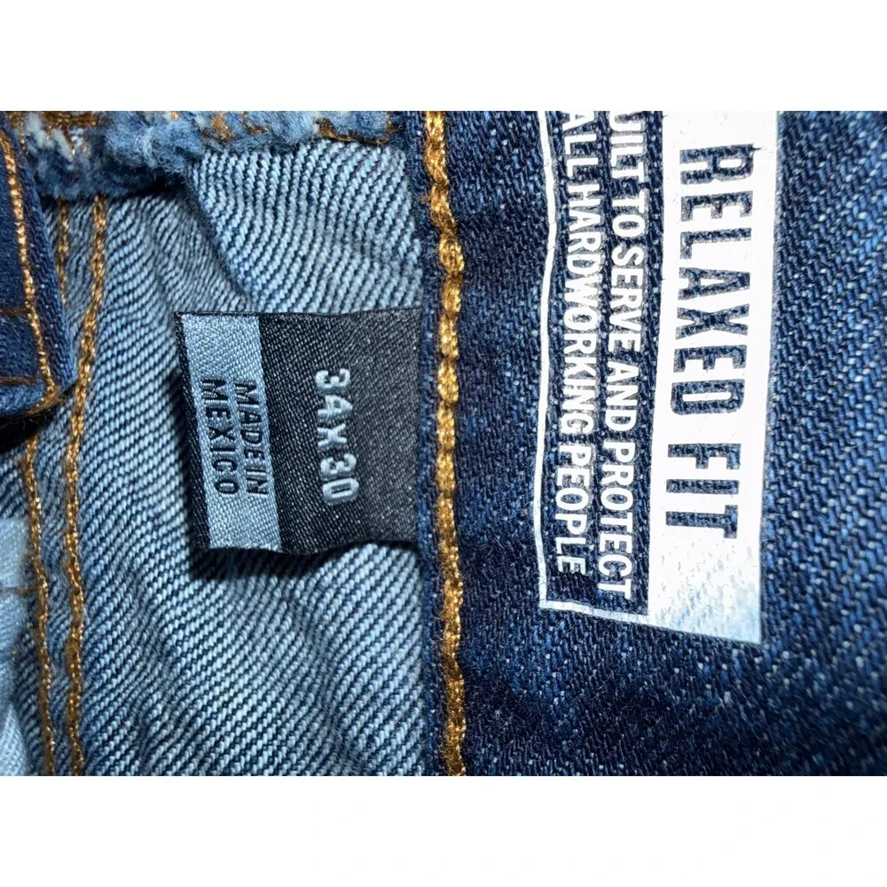 Carhartt Relaxed Fit Jeans Mens 34x30 Dark Wash Blue Denim BD5119-M Straight Leg